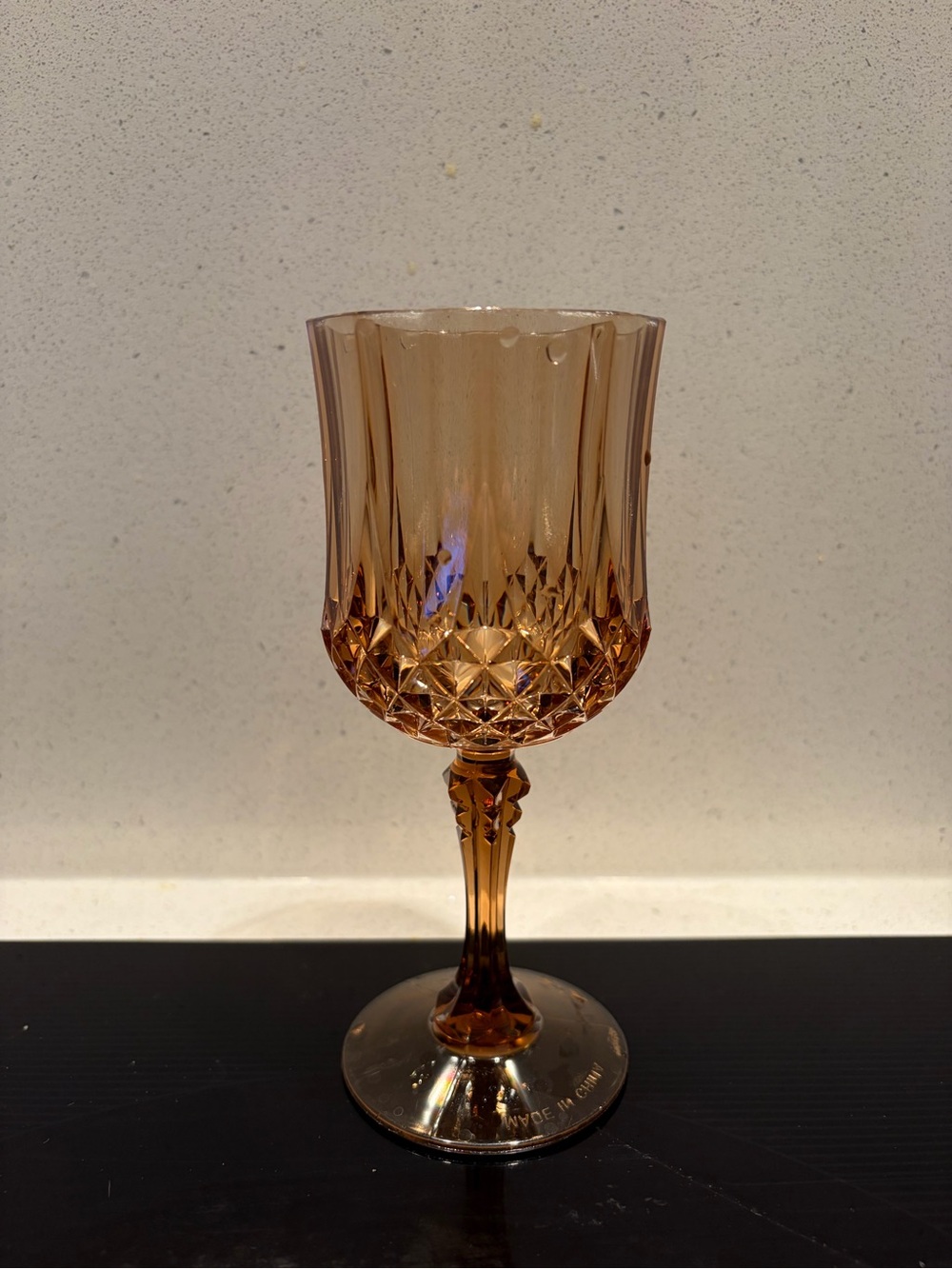 Plastic Amber Cut-Glass Goblet Set of 18
